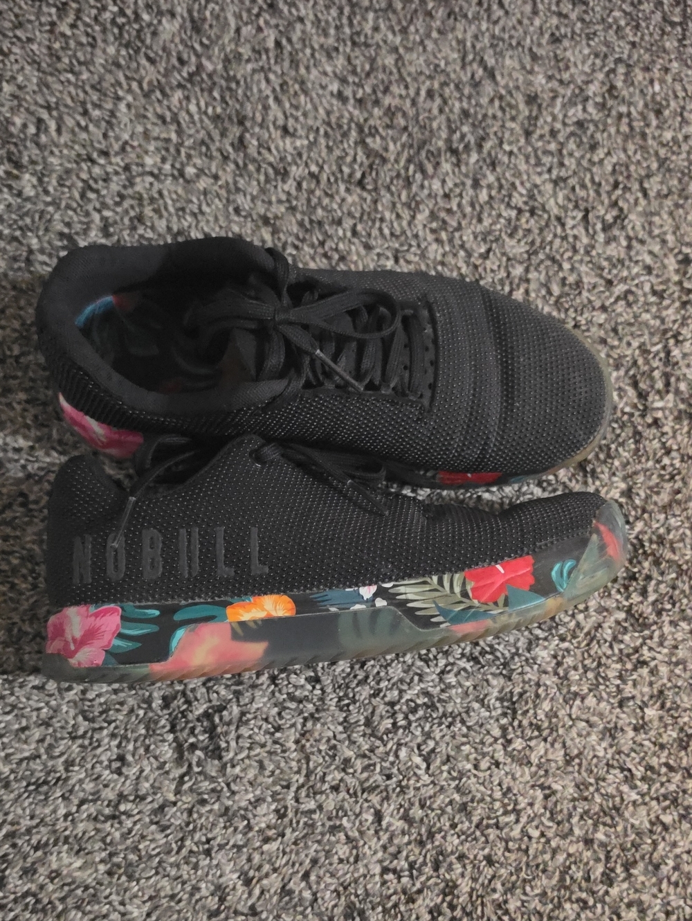 NOBULL Womens Black Sneakers with Floral-Print Sole
